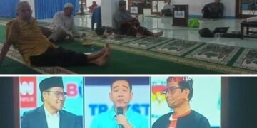 Nobar Debat cawapres: di masjid An nur sambil makan Rendang