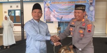 Polres Pekalongan Kota Bagikan Daging Hewan Kurban kepada Warga