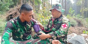 Kesehatan Lapangan Secara Rutin Cek Kesehatan Anggota Satgas dan Warga