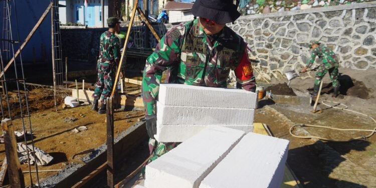 Tak Tinggal Diam, Dandim Ikut Angkat Herbel Bersama Satgas TMMD