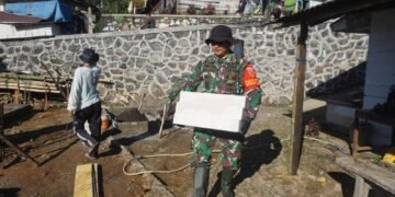 Tak Tinggal Diam, Dandim Ikut Angkat Herbel Bersama Satgas TMMD