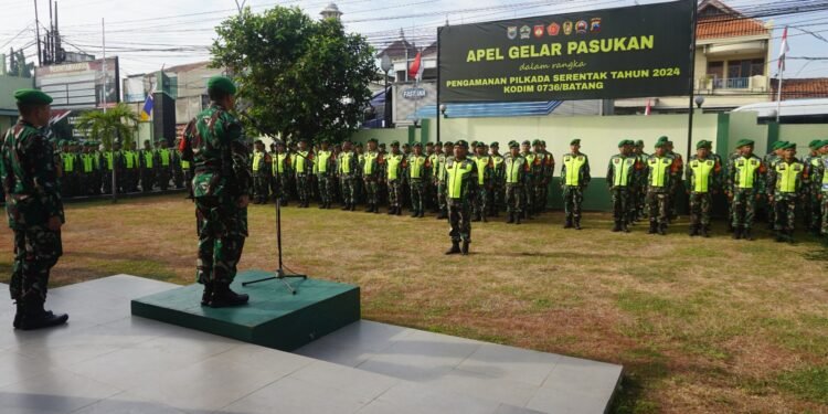 Dandim 0736/Batang Pimpin Langsung Apel Gelar Pasukan Persiapan Pengamanan Pilkada