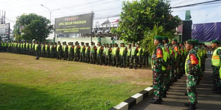 Dandim 0736/Batang Pimpin Langsung Apel Gelar Pasukan Persiapan Pengamanan Pilkada