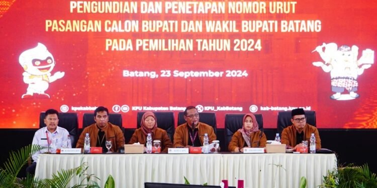 KPU Batang Undi Nomor Urut Paslon Bupati dan Wakil Bupati Batang