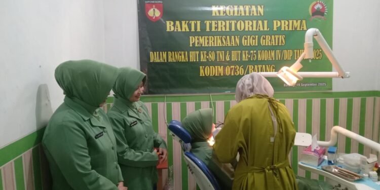 Sambut HUT TNI ke-80 dan Kodam IV/Diponegoro ke-75, Kodim 0736/Batang Gelar Baksos Pemeriksaan Gigi Gratis