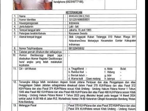 Polda Jabar : Wahai DPO Ihsan Din Ilyas Menyerahkan Dirilah Baik-Baik