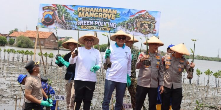 Polda Jateng dan Pemkab Batang Tanam Mangrove, Perkuat Green Policing Hadapi Ancaman Rob